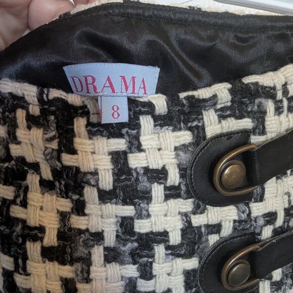 Bold!  Wool Blend " KILT " | Houndstooth | REBELCORE | 8 |  EUC | Gray & Natural - Picture 6 of 7